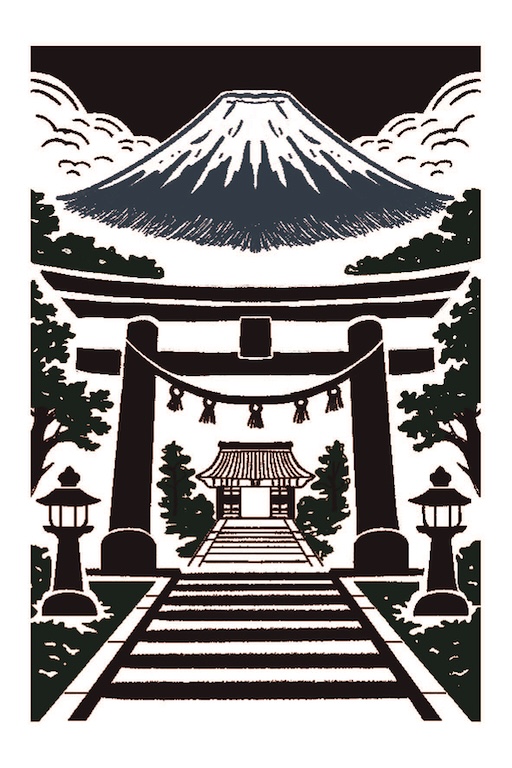 鳥居與山