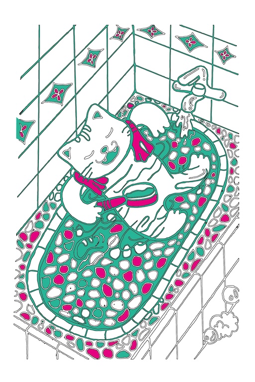 喵的花磚浴缸